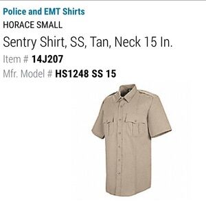 Horace Small Sentry Shirt, SS, Tan, Neck 15 In.